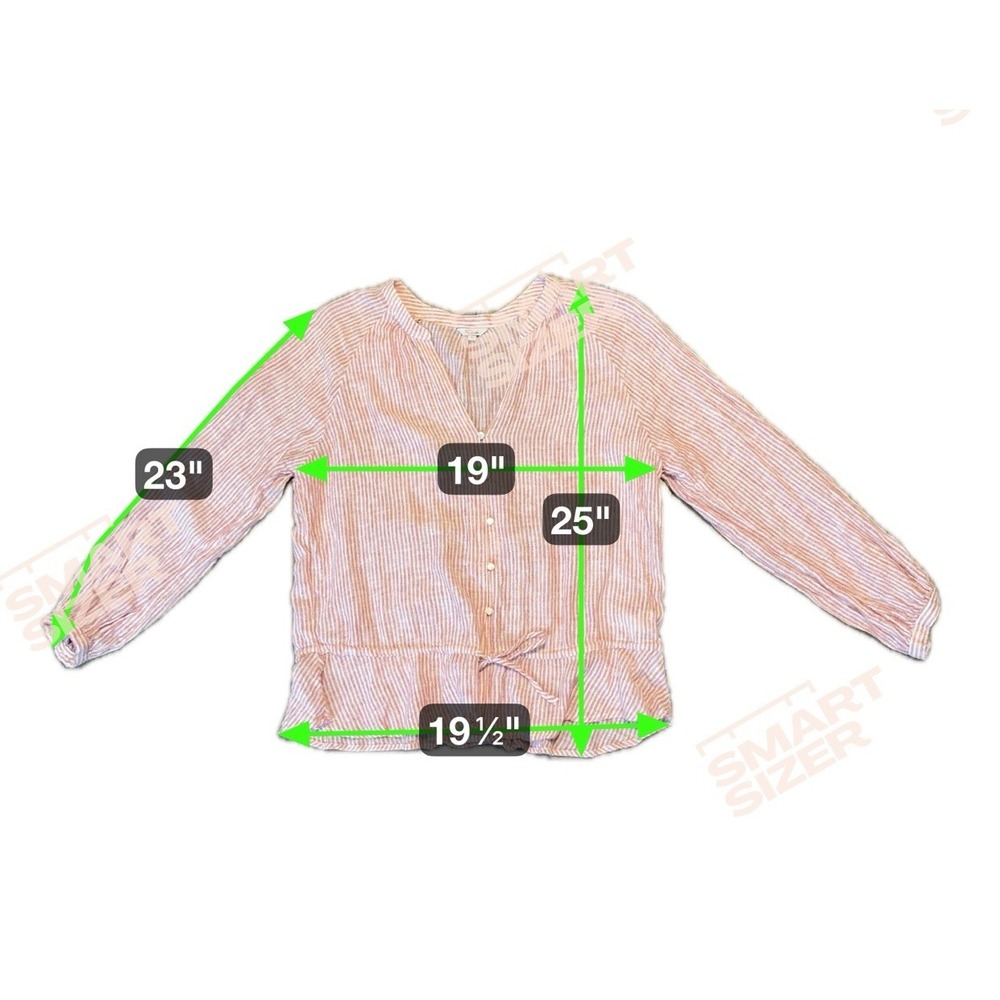 Rails Womens Marti Top L Red Stripe Long Sleeve Linen Blend Split Neck‎ Casual - Picture 7 of 8